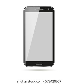 Modern touchscreen cellphone tablet smartphone isolated on light background. vector