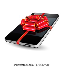 modern touch-screen mobile phone with bow