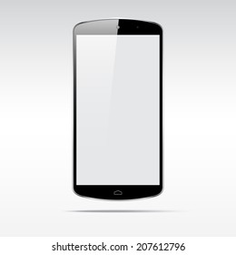 Modern touchscreen phone cellphone tablet smartphone isolated on light background.  Empty screen