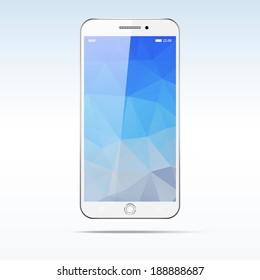 Modern touchscreen smartphone isolated on light background. Polygonal screen