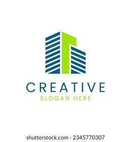 Modern tower building logo design vector image
