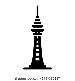 Moderne Tower-Icon-Vektorgrafik mit Monochrom-Stil isoliert auf weißem Hintergrund