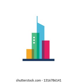Modern town building icon