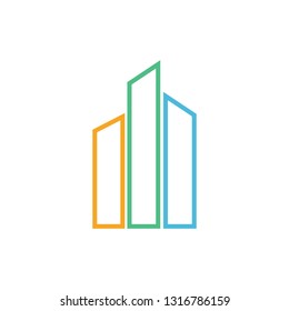 Modern town building icon