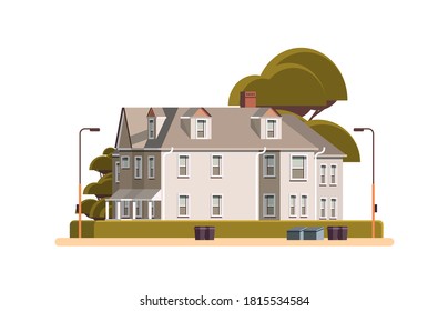 modern town house exterior urban building facade horizontal isolated vector illustration