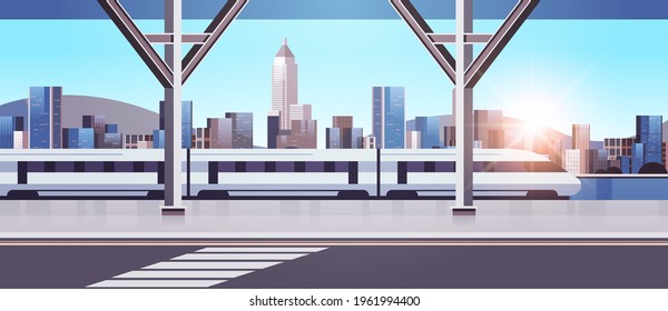 modern town with skyscrapers and monorail train on bridge smart city solutions urban infrastructure innovation