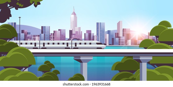 modern town with skyscrapers and monorail train on bridge smart city solutions urban infrastructure innovation