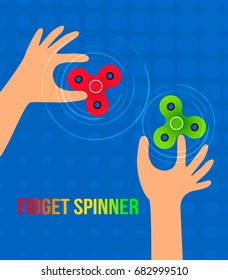 A modern toy is a finger spinner. Flat vector illustration