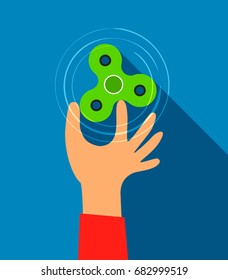 A modern toy is a finger spinner. Flat vector illustration
