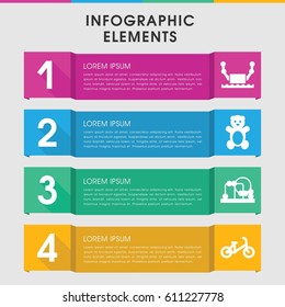 Modern toy infographic template. infographic design with toy icons includes teddy bear, child bicycle. can be used for presentation, diagram, annual report, web design. 