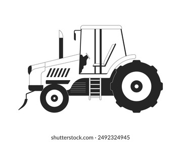 Modern tractor 2D cartoon object. Agriculture truck. Farm machinery for field soil processing isolated flat vector element white background. Agricultural technology color spot illustration