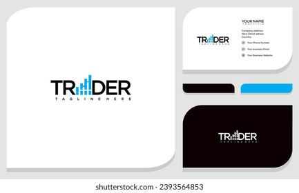 Diseño moderno del logotipo TRADER y tarjeta de visita