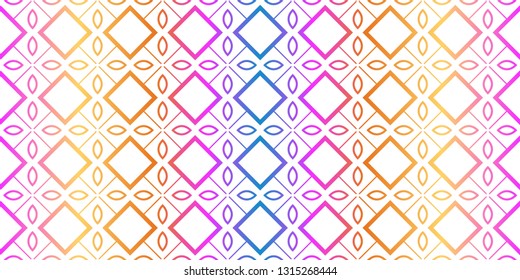 Modern Traditional Geometric Seamless Pattern. Decorative Texture For Wallpaper, Invitation, Fabric. Vector Illustration. Rainbow neon Color