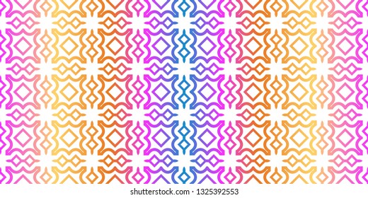 Modern Traditional Geometric Seamless Pattern. Decorative Texture For Wallpaper, Invitation, Fabric. Vector Illustration. Rainbow neon Color