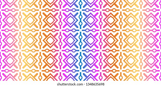 Modern Traditional Geometric Seamless Pattern. Decorative Texture For Wallpaper, Invitation, Fabric. Vector Illustration. Rainbow neon Color