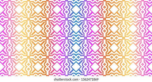 Modern Traditional Geometric Seamless Pattern. Decorative Texture For Wallpaper, Invitation, Fabric. Vector Illustration. Rainbow neon Color