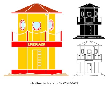 Modern Traditional Life guard tower outline.