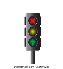 Modern traffic light with green arrow , Vector illustration