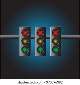 Modern traffic light with green arrow , Vector illustration