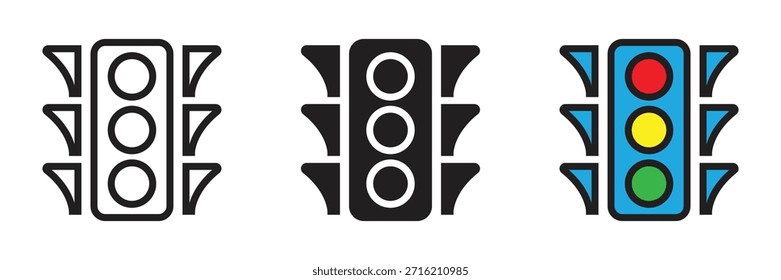 Modernes Ampel-Vektorsymbol mit roten, gelben und grünen Signalen. Ideal für die Erziehung zur Straßenverkehrssicherheit, für Anwendungen im Verkehrsbereich, für die Automobilmarkierung und für städtische Stadtmanagementdesigns.