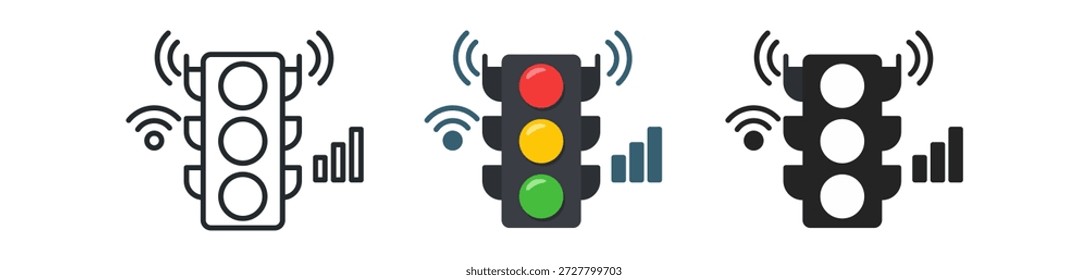 Moderne Ampeln mit drahtlosen Signalen als Symbol für intelligente Stadttechnologie.