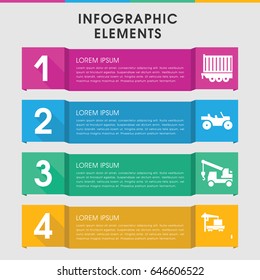 Modern trailer infographic template. infographic design with trailer icons includes truck with hook. can be used for presentation, diagram, annual report, web design.