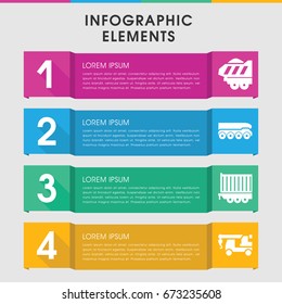 Modern trailer infographic template. infographic design with trailer icons includes truck with hook. can be used for presentation, diagram, annual report, web design.