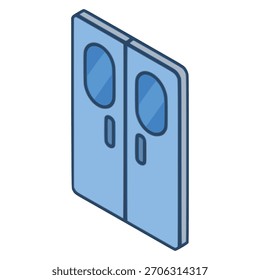 Tecnología moderna de la puerta del tren Icono isométrico Diseño de Plantilla de Ilustración vectorial de color plano