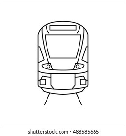 Modern train front sign line symbol icon on background
