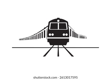 Modern Train Front Silhouette High-Speed Railway Vector Illustration