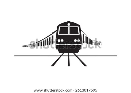 Modern Train Front Silhouette High-Speed Railway Vector Illustration