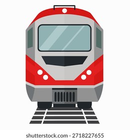 Vista frontal del tren moderno. Ilustración vectorial aislada