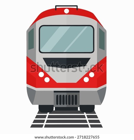 Modern train front view. Isolated vector illustration