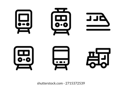 Conjunto de iconos de tren moderno, iconos de transporte elegantes para viajes, ferrocarriles y aplicaciones de viaje

