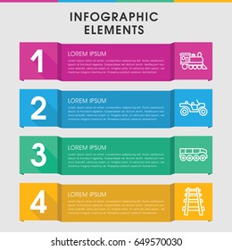 Modern train infographic template. infographic design with train icons includes locomotive, railway. can be used for presentation, diagram, annual report, web design.