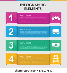 Modern train infographic template. infographic design with train icons includes cargo wagon, railway. can be used for presentation, diagram, annual report, web design.