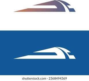 Modern train logo, technology, and speed icon.