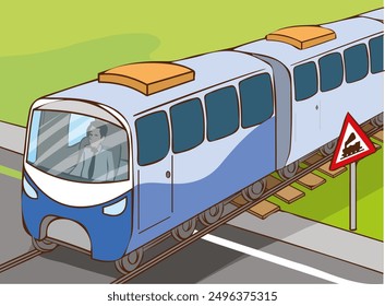 Moderne Zugmaschinen Symbol einzeln.Diesel-Pendlerzug. Einfache flache Darstellung in perspektivischer Ansicht.