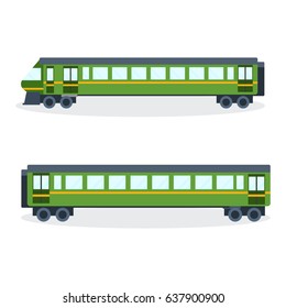 Modern train on railway. Vector illustration isolated on white background.