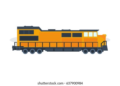Modern train on railway. Vector illustration isolated on white background.