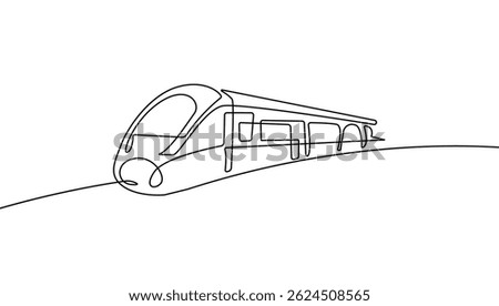 Modern Train One Line Art Drawing. Train Simple Line Art Vector Illustration. Railway Transport One Line Concept for Travel Poster, Print, Banner, Social Media, Web. Not AI