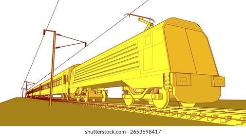 modern train sketch 3d illustration