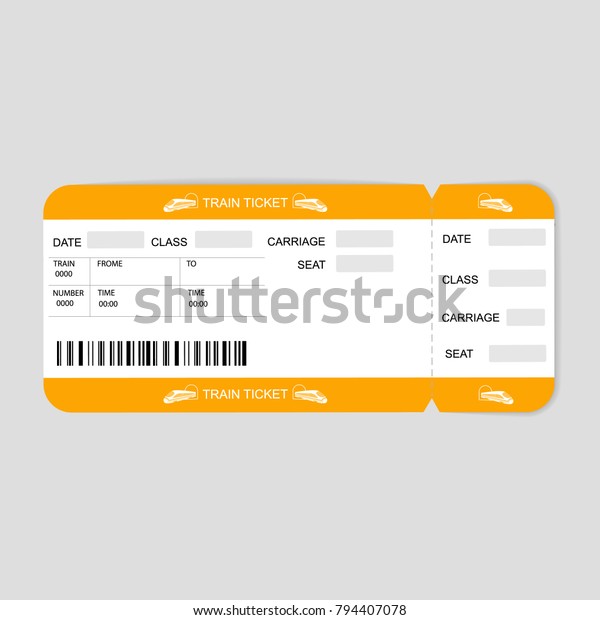 Modern Train  ticket, Travel by Railway. \
Isolated object on white. Vector\
illustration