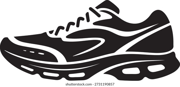 Modern training sneaker silhouette icon for fitness and sports movement