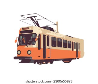 Modern tram speeds passengers on a journey icon isolated