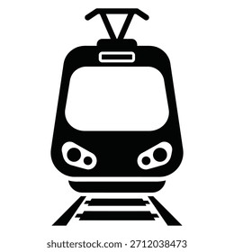 Vector moderno del icono del tren del tranvía – silueta del tren del metro de la vista delantera