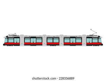 Modern tram. Vector illustration without gradients on one layer. 