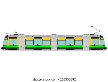 Modern tram. Vector illustration without gradients on one layer. 