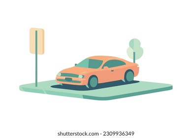 Modern transportation car in parking isolated