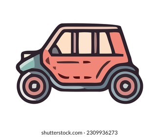 Modern transportation car red color isolated